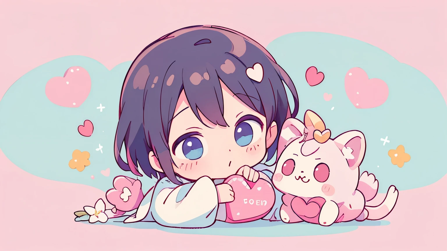 Vibrant Art,pop、heart、heartのロゴ、人生heartモード、bright、colorful, 1 female, Short Hair、happy,cute, Animation Style, cute, clearly,um pop, cute