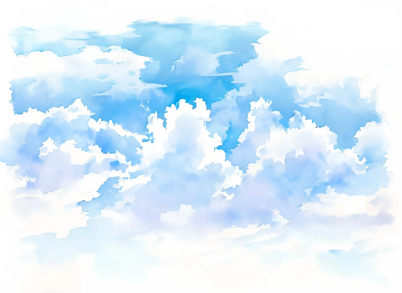 a wonderful watercolor painting of a sky with clouds with a blue sky and white clouds, plein air, matte painting, a matte painting