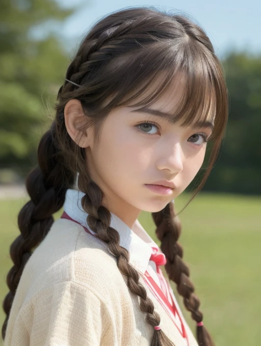 One girl, High resolution, masterpiece, accurate, Anatomically correct, Winner of numerous awards, 最high quality, High-resolution model, High detail, high quality, Retina, Very detailed, Textured skin, Ultra high definition, Brown Hair, bangs, Long Hair, Side braids, Thready hairstyle/hair, Expressive Hair, Female 、Japan&#39;s best idol、Grab the microphone、Singing passionately、Jump High、Dynamic、Voluptuous limbs、Sparkly stage costumes、Lots of exposure、Spotlight、Shout out for support、Live at the Arena、((Sleeveless sailor suit)))、Cute checked mini skirt