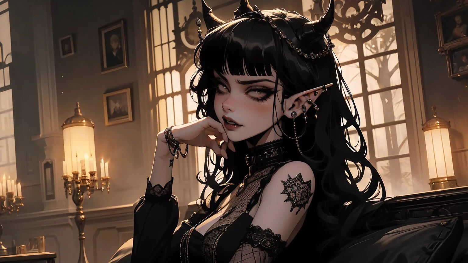 Femme arafed avec des cornes et du sang sur le visage, belle reine démon élégante, art de style fantaisie sombre, portrait de fantaisie sombre, portrait de fille démon, Succube | médiéval, dark fantasy mêlé de réalisme, Conception de personnages de dark fantasy, belle reine vampire, vampire portrait, in style of Art fantastique sombre, Portrait d'une démone féminine, Art fantastique sombre