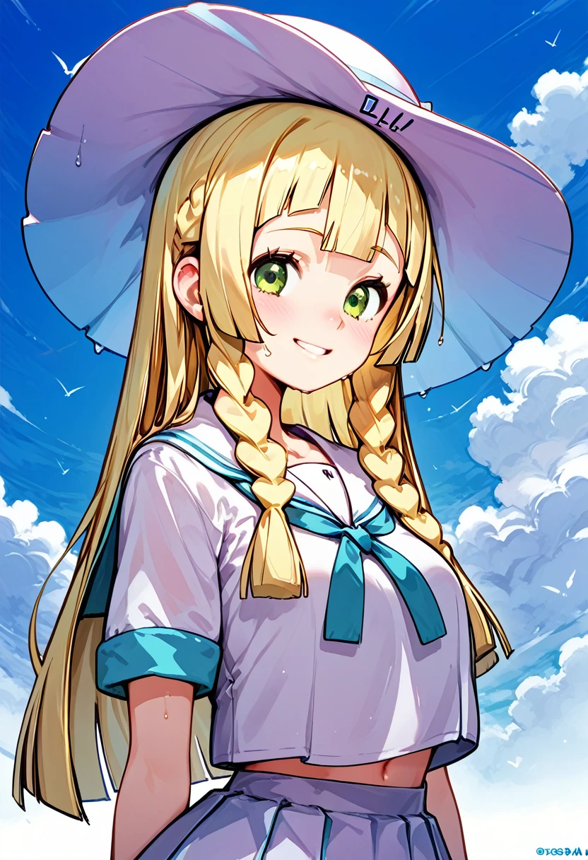 (Lillie:1.6),(lillie),(high quality,最high quality,8k,4K,High definition),(anime girl),(:1.6),(High school girl,JK,school uniform,pleated skirt,sailor uniform),(Voluptuous,glamorous),(gigantic breast),(upper body),(breast close-up),(sweaty,steamy,wet),(BUKKAKE,Gansha,facial,facial Howshot,How),(smirk)