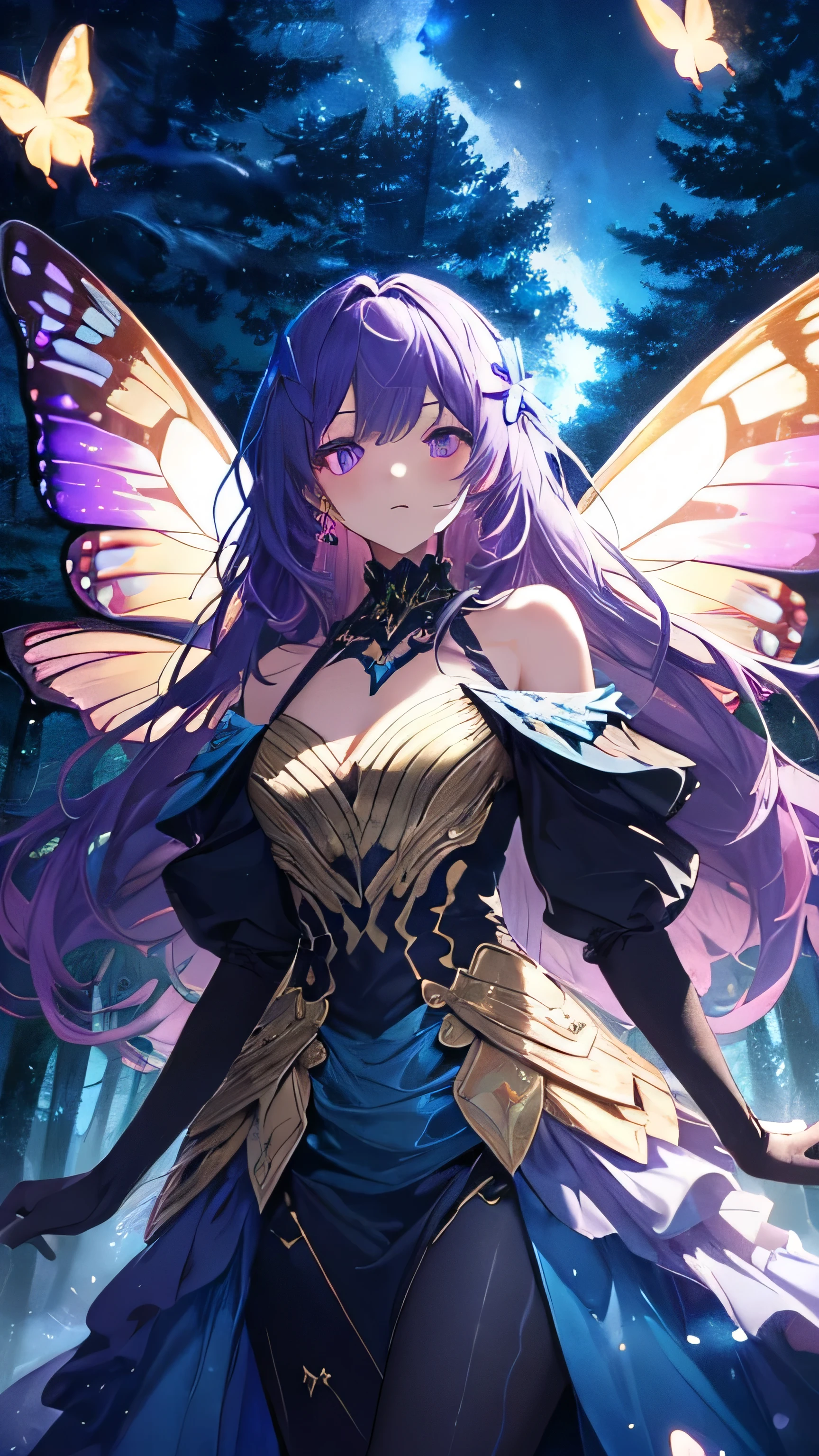 (masterpiece, best quality), (1mechanical girl), mechanical arms, upper body, ultra detailed, highly detailed, cinematic lighting, intricate details, colorful butterflies, (flowers growing on the mechanical body), (vines connecting to body), (detailed damaged cape), mecha, robot, detailed shiny armor, (warm light), (specular light:1.2), (flower field background:1.4), (glowing runes),Detailed eyes