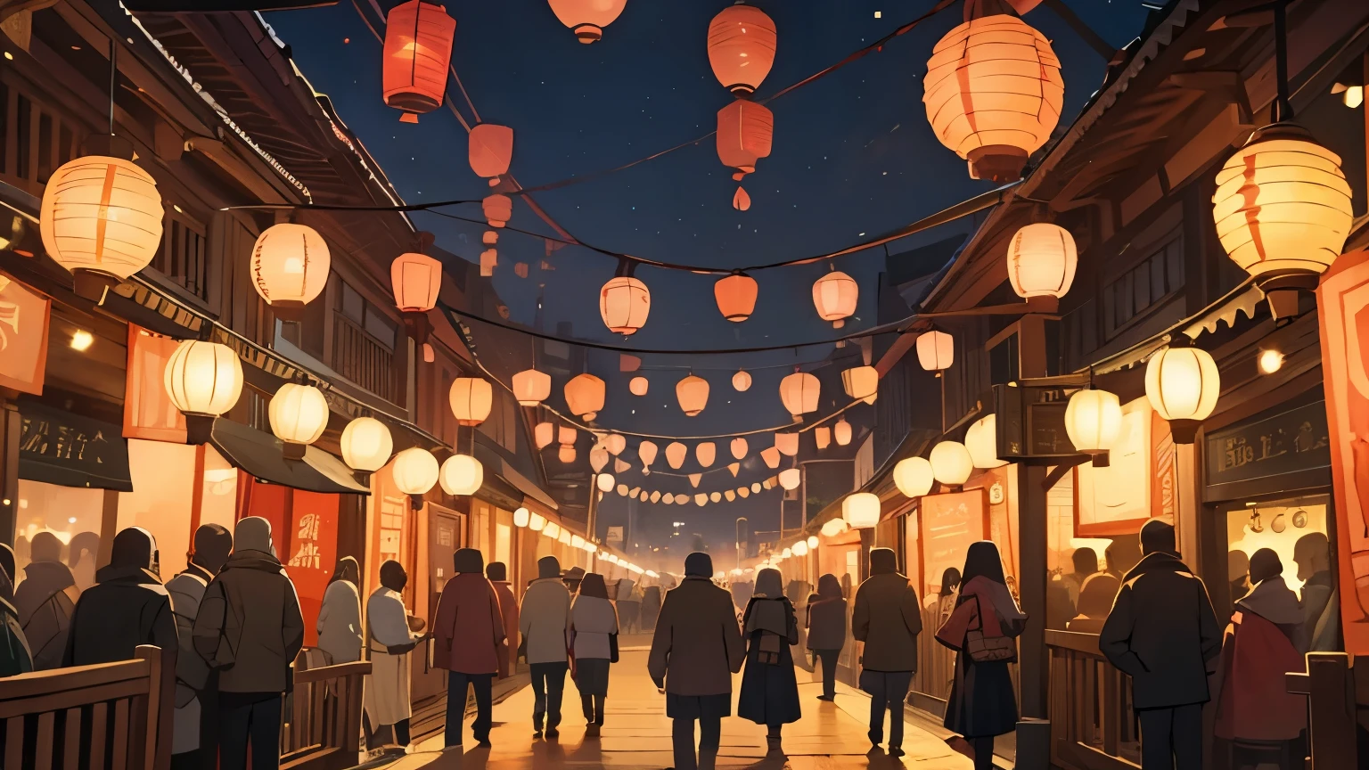A festival with lots of lantern lights
