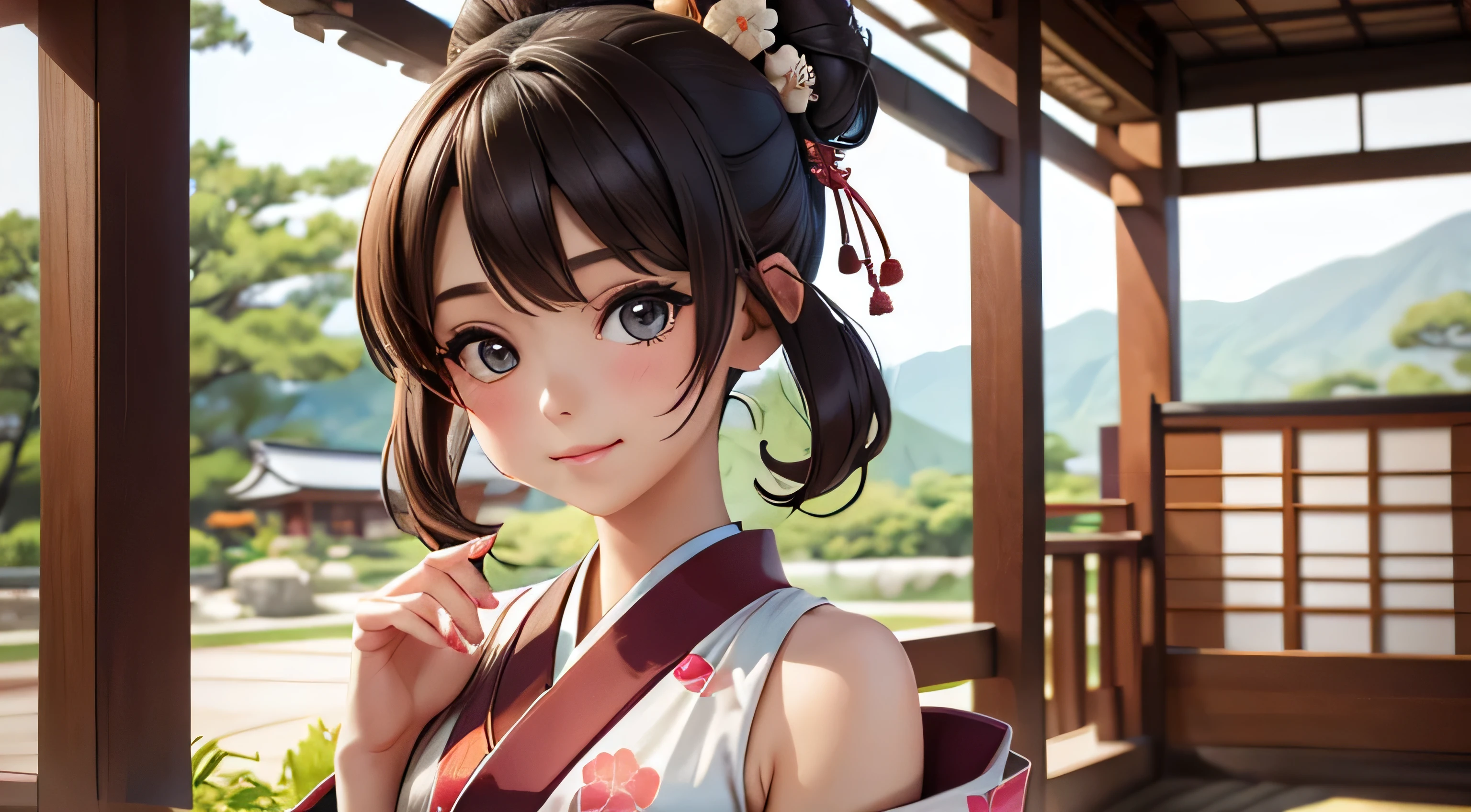 Highest quality、High resolution、Detailed Background、(Beautiful face in every detail:1.4)、Anatomically correct、(Draw the usual number of fingers:1.2)、(Detailed facial expressions)、(Detailed eyes:1.2)、(Detailed eyes:1.2)、Teenage beauty、(Highly detailed face:1.4)、Brown Hair、Braided Ponytail、Braided Bob、Braided long hair、Wavy Hairstyle、well-groomed eyebrows、cute eye makeup、Cute Lip Makeup、cute gesture、Show the whole body、Himeji castle、Inuyama Castle、Matsumoto Castle、Hikone Castle、

(A beautiful girl with a big smile with a Japanese castle in the background:1.5)、

Choose a cool chiffon dress or camisole dress for a light and airy look.、
It is recommended to wear it with casual shoes such as sandals or sneakers.、
Add some glamour with hair accessories、

A clean, all-white look is stylish for midsummer、
Sleeveless or tank tops、Bottoms include shorts and wide pants.、
We recommend natural materials for accessories such as sandals.、cute、

Himeji castle、One of Japan&#39;s most famous castles, designated as a national treasure with a beautiful white exterior、
Including the castle tower々The elegant architecture creates an elegant atmosphere.、
Cherry blossom season and night illuminations、The charm of this place is that its appearance changes with the seasons.