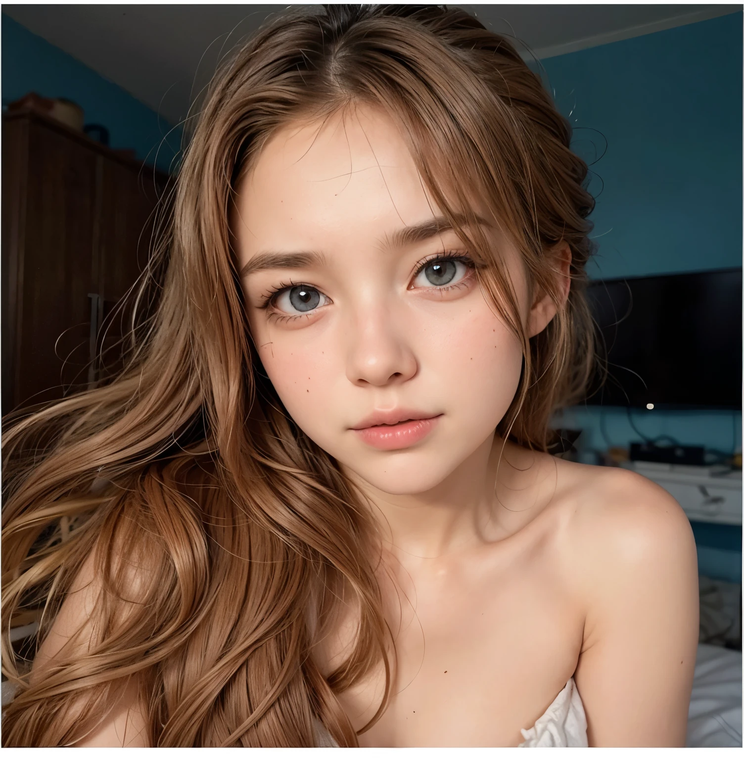 A close up of a woman with long hair and a white dress - SeaArt AI