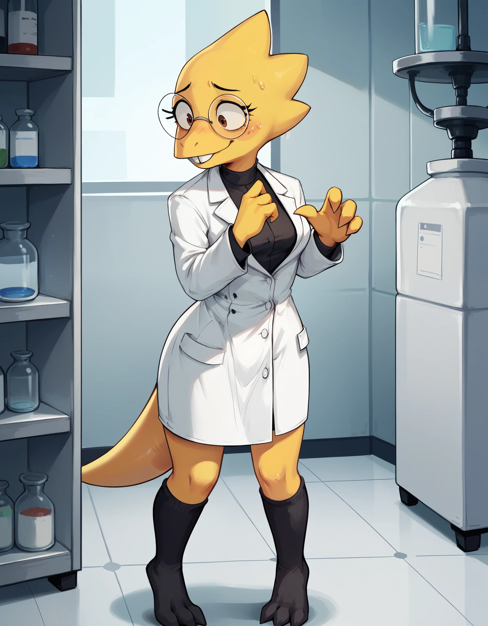 ((SFW:1)), ((made by zackary911:1 art style)), ((adorable cute cat face)), (colors her skin and face purple:1), focus on the female furry cat, ((tall and imposing female body)), ((superiority and perfect body cover all her body)), ((female bald cat face dressed only in a white scientist's lab coat:1)), ((no hair anywhere on her body, no skin, total baldness, baldness:1)), masterpiece, Best quality, purple body and face color, a furry and feminine woman is a cute cat with purple hair, orange cat tongue, no hair anywhere on her body, pink cat nose, bare skin, big thighs, big tits and natural, big breasts, ((Hourglass figure)), (1.4), huge , thick, thick body, sexy massive female, Perfect body, big breasts, big ass, Perfect body, masterpiece, Best quality, full figure, voluptuous SEXY body, smooth. Perfect, athletic body, large oval eyes with black sclera and white pupils, orange tongue, ((purple inside her cat ears)), light pink cat nose, black and white eyes, ((long tail of dark purple color)), purple vagina, ((completely smooth face)), ((violet female sphinx cat face)), ((sphynx cat head)), orange cat tongue, adorable face, ((Cute face)), voluptuous cat woman, ((white scientist lab coat cover all her body)), furry cat with an happy face expression, ((happy face)), happy face, venus Perfect body, ((only 2 cat ears Normal purple, no hair on the head:1)), completely, high quality, masterpiece, adorable and sexy, Beautiful adorable Perfect body, violet color of the body and the face, big black eyes with white iris, cat mouth, cat teeth, bald body, on a romantic date, ((made by art style zackary911:1))