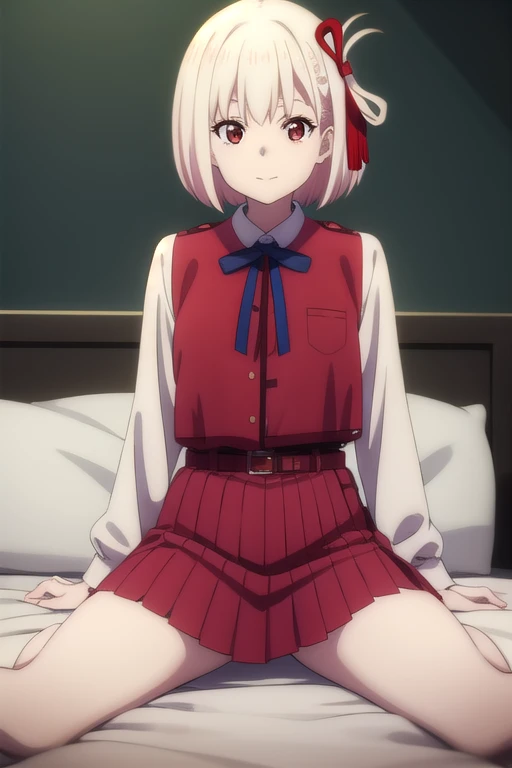 Showing panties、Anime girl in a red coat and skirt, Lift up your skirt、Blushing、Showing panties、Pull up your skirt、Short Hair、Alley