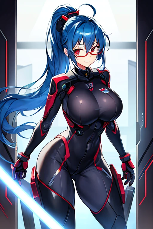 woman in muscular ai suit big tits metriod suit head helmet vison glasses advanced tech muscle legslaser cannon