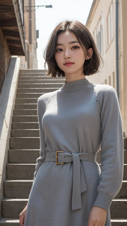 highest quality、8K、Super detailed, Female, 28 years old, alone, sksbrooke characters, sksbrooke, (masterpiece:1.2), (highest quality:1.2), Perfect Eyes, Perfect Face, 1 Girl, alone, Brown eyes, (Medium chest), Firm breasts, Wearing a blue sweater dress,((No underwear under the sweater:1.3)) Living Room Background 、Real Photo:1.6