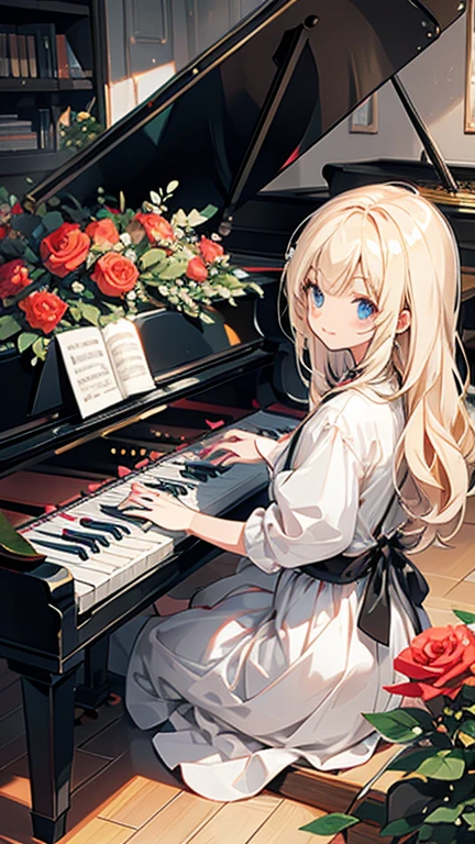  piano keyboard made of roses