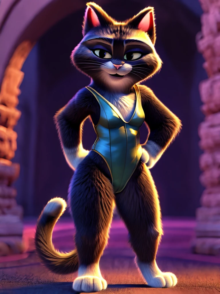 Kitty Softpaws, DreamWorks Animated, Leotard, 3:1 Hip to leg ratio, Bright Lighting