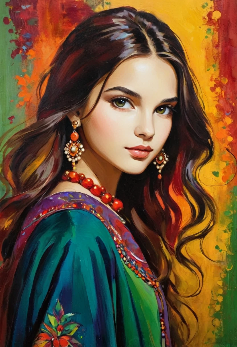 Decorative painting，Portrait of a Girl，Rich colors