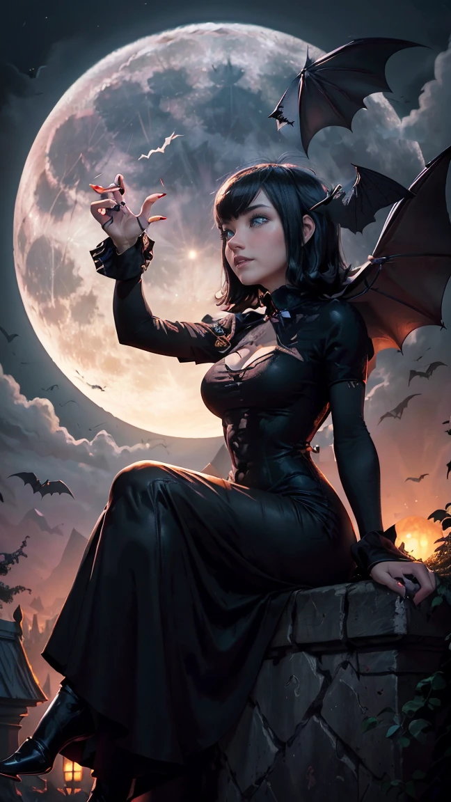 ((best quality)), ((masterpiece)), (detailed), realistic eyes, black hair, black leather outfit, armor, evil landscape, alluring female witch, BREAK ethereal beauty, sitting on a dead tree, (fantasy illustration:1.3), enchanting gaze, captivating pose, solo girl, otherworldly charm, mystical sky, BREAK (Luis Royo:1.2), (Yoshitaka Amano:1.1), moonlit night, soft colors, (detailed cloudscape:1.3), (high-resolution:1.2), (bats flying in the sky in the background),bat, thong, BREAK legs dangling above lava, evil goddess, realistic, realism, , glowing torches, long leges, skinny , perfect exposed boobs, tattoos, sultry look, seductive
