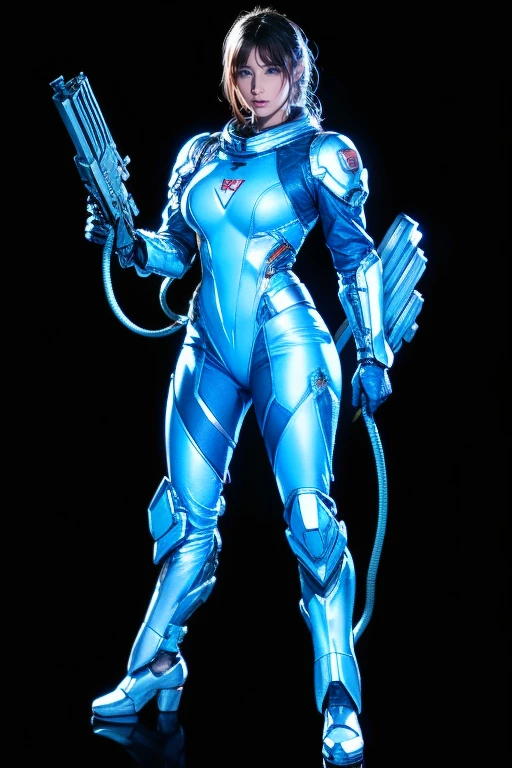 Close-up of a man in a silver suit holding a gun, Sil from seeds, Jet Stream Sam from Metal Gear, Wearing sci-fi military armor, Silver space suit, Sci-fi android woman, , Full body X-Force outfit, SF Women, Female security guard with a snake face, Female protagonist, Sci-fi female characters