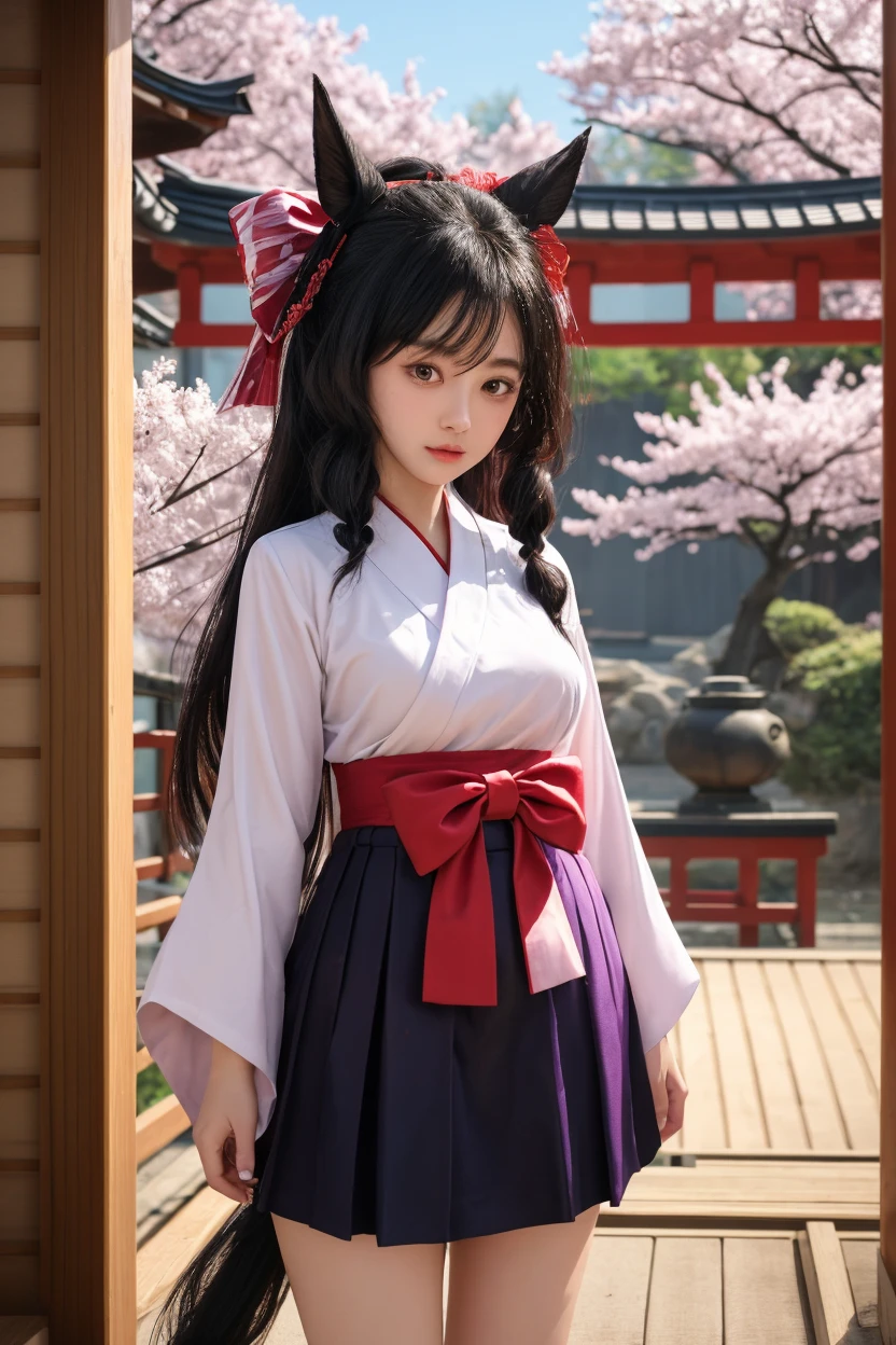 Arafed asian woman in a white shirt and purple skirt - SeaArt AI