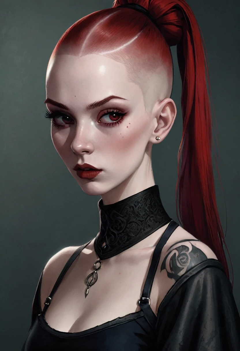 snow girl, masterpiece, black lipstick, red eyebrows:1.5,  Red hair,naked tits covered in cum, red haircut, black eyeliner, Nose Piercing, Best quality,award-winning, dent in the skin, freckles,   