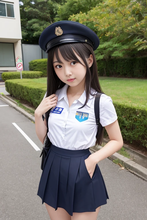 Top quality masterpiece, 8k, , Japanese Girls, RAW Photos, Absurd, 受賞ポートレート笑face, 笑face, Alone, Uniform, Summer Clothes Idol&#39;face, violet, Gardenia, Delicate girl, Long black hair, Dark Eyes, Upper body digital SLR, Observe the audience, Frank, Sophisticated, Like々Shii, Thin arms, Professional Lighting Film Grain, chromatic aberration, (目とfaceの詳細: 1.0), (Bokeh button:1.1)