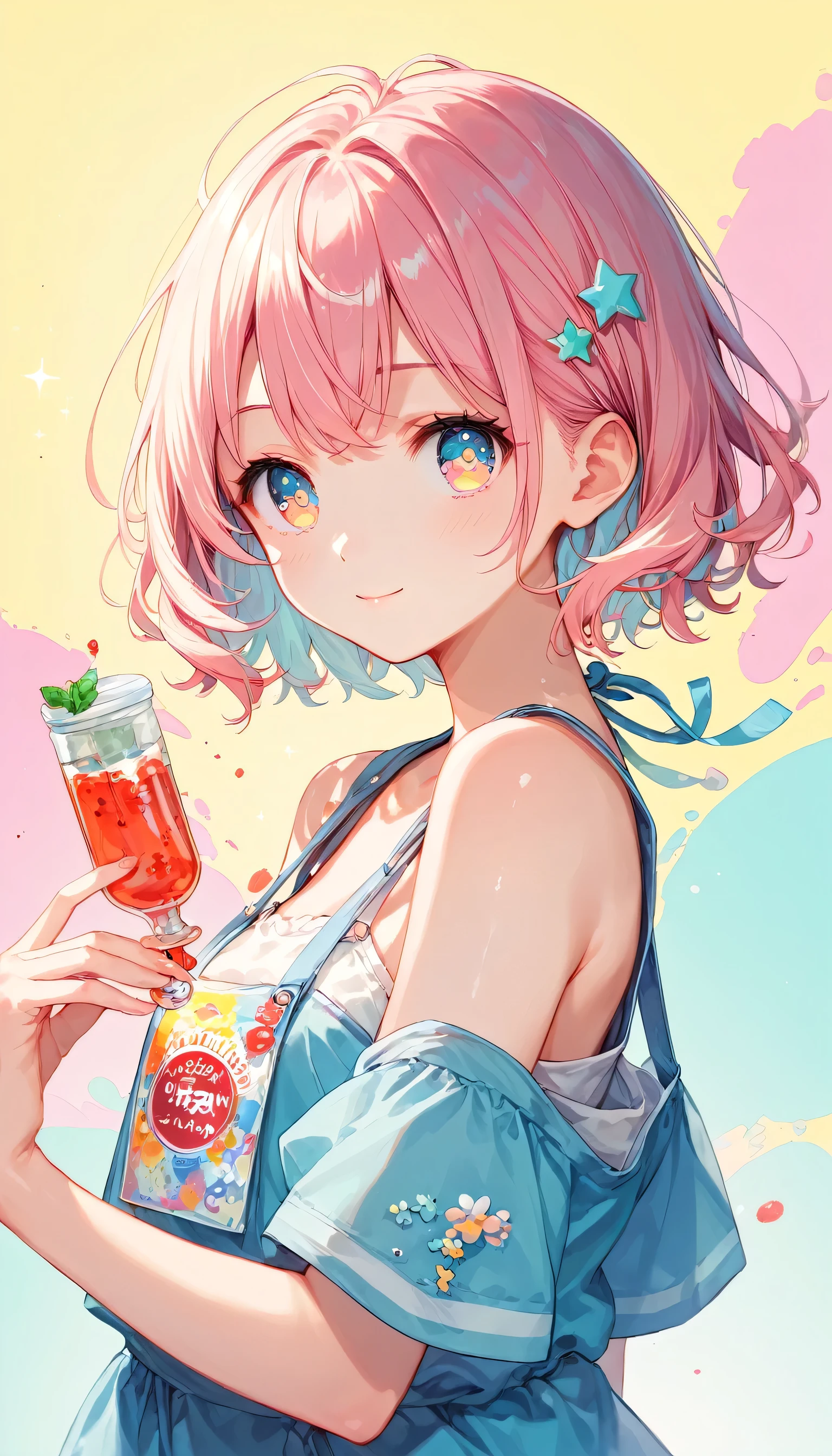 Score_9, Score_8_superior, Score_7_superior,sauce_anime, High-resolution images,masterpiece,Best Quality,girl,Cute face,Beautiful Skin,Shiny Hair,Highly detailed eyes,Pastel color background, Jojipan, 