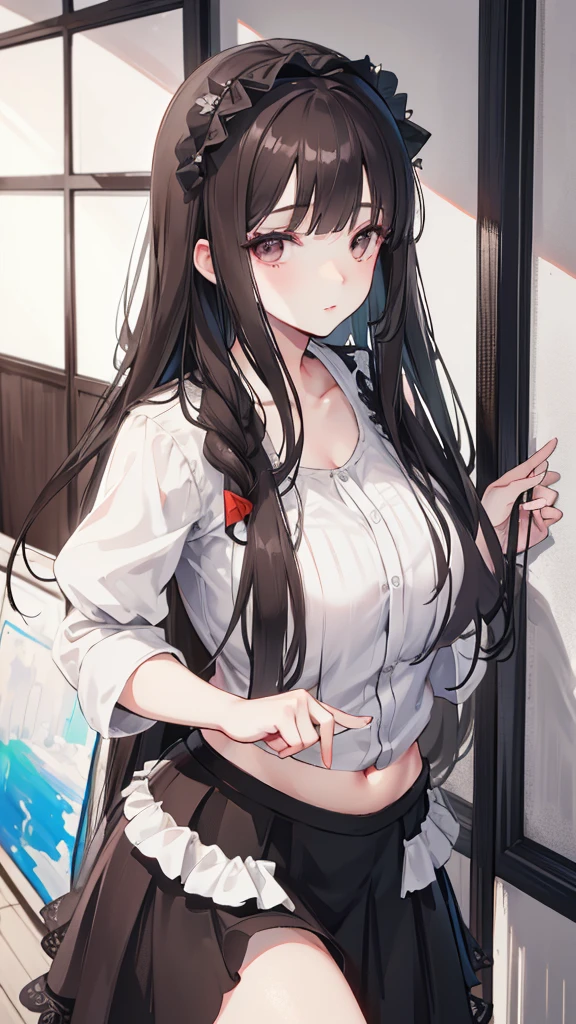 (masterpiece), (best quality), (highres), <lora:huTaoGenshinImpact_v12:0.9>, <lora:cuteGirlMix4_v10:0.7>, mix4, 1girl, solo, hu tao \(genshin impact\), shaded face, blush, floating hair, bangs, twintails, earrings, sexually suggestive, full body, ribbon trim, hair ornament, hair flower, mature female, off shoulder, cleavage, <lora:beautifulDetailedEyes_v10:0.3>, symbol-shaped pupils,