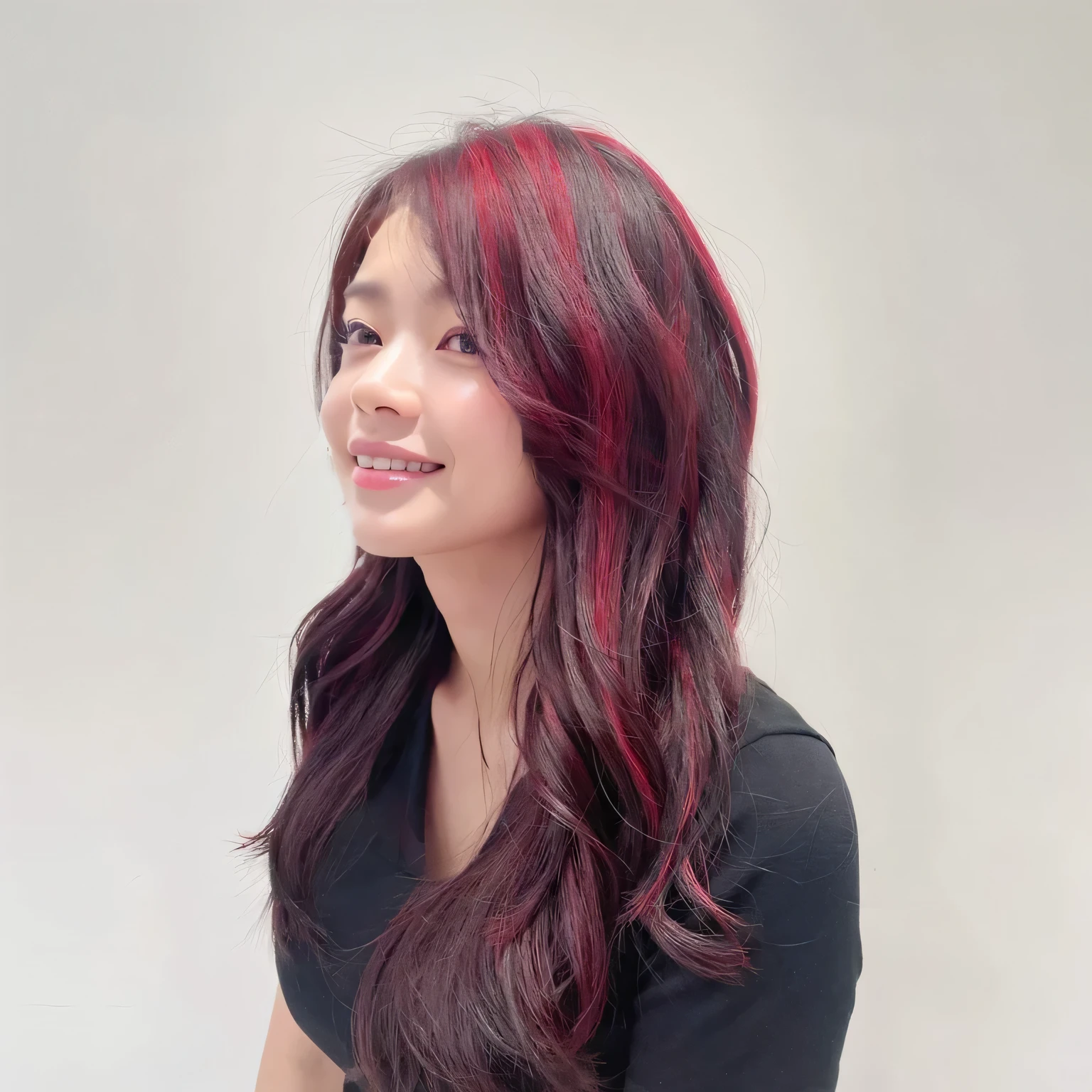 (((Close-up of face)))、(((She is posing like a hair salon model.)))、Half Japanese, half Korean、2 girl、Standing Alone、Looking forward、Light eye makeup、Brown Hair Color、Flat and 、Hair blowing in the wind、Actress Quality、Glossy, ultra-realistic face、Smiling face、Watery eyes、Gazing Up、Subtle lighting effects、 Ultra-Realistic Capture、Very detailed、High resolution 16K close up of human skin。Skin texture must be natural、The details must be such that pores can be clearly seen、The skin is healthy、Uniform tone、Use natural light and colors、A worn-out, high-quality photo taken by a model agency's in-house photographer.、smile、(((SIGMA 300 mm F/1.4,1/1000 sec shutter,ISO 400))), Side view, not looking at the camera, side of face