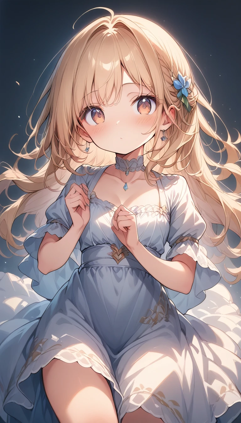 One beautiful girl,、Ultra-high resolution、Ultra high definition、Best Quality、８k、clear、Shyness、blush、Young lady、Party Dresses、Mansion、Clear background、