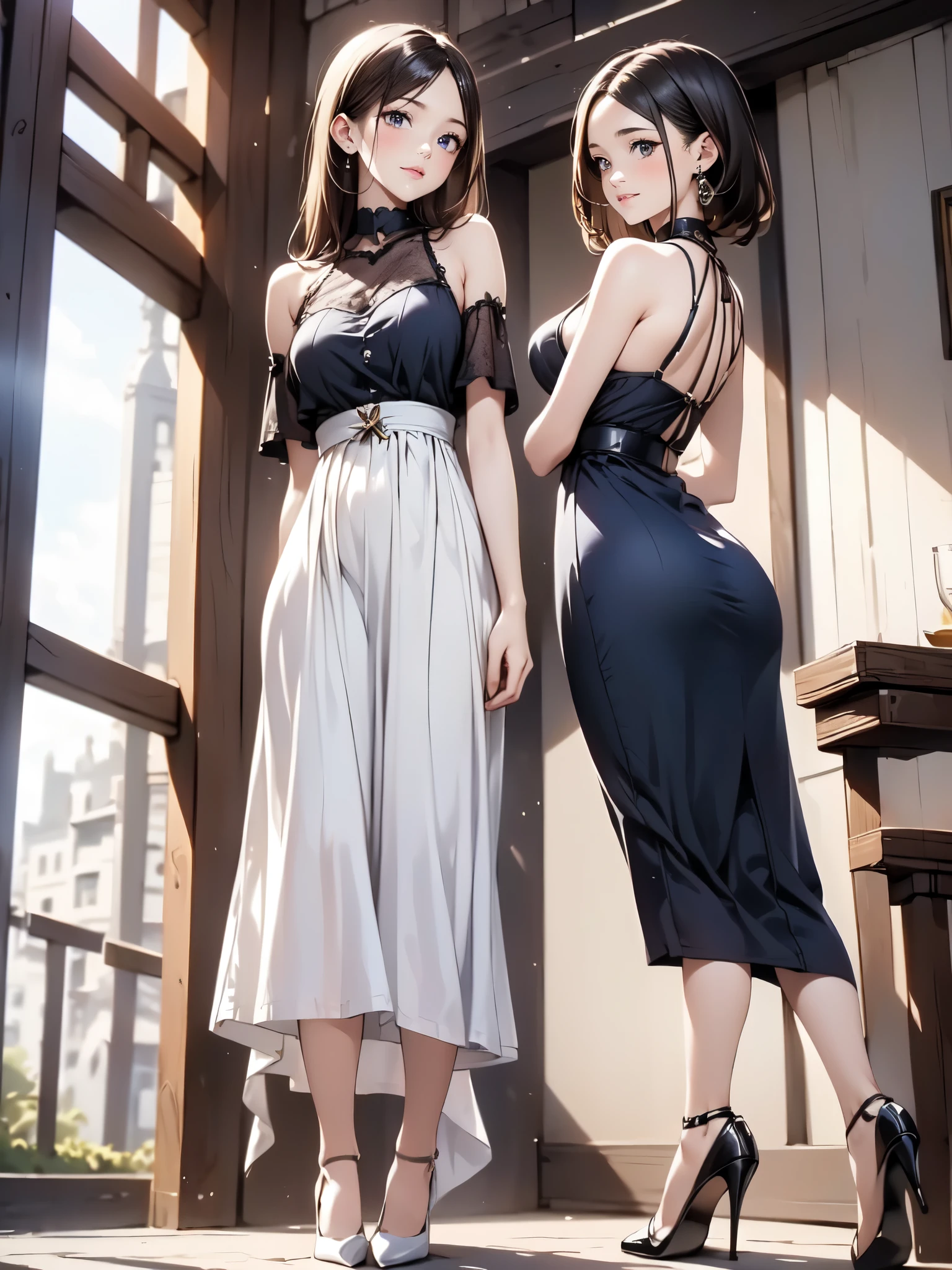 (standing), beautiful woman