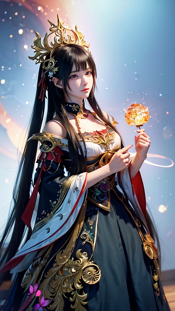 (8k, RAW photo:1.2), best quality, ultra high res,dramatic angle,(fluttered detailed color splashs), (illustration),(((1 girl))),(long hair),(rain:0.9), (头饰:1.4),少女身边有一座古宫,汉服,(重点),彩色水墨画,(泼彩),泼彩,(((colorful))),(素描:0.8) , Masterpiece, best quality, beautiful painted, highly detailed,(denoising:0.6),[splash ink],((ink refraction)), (beautiful detailed sky),moon,highly,detaild,(masterpiece, best quality, extremely detailed） CG unity 8k壁纸，杰作，最好的质量，超详细），（石蒜），