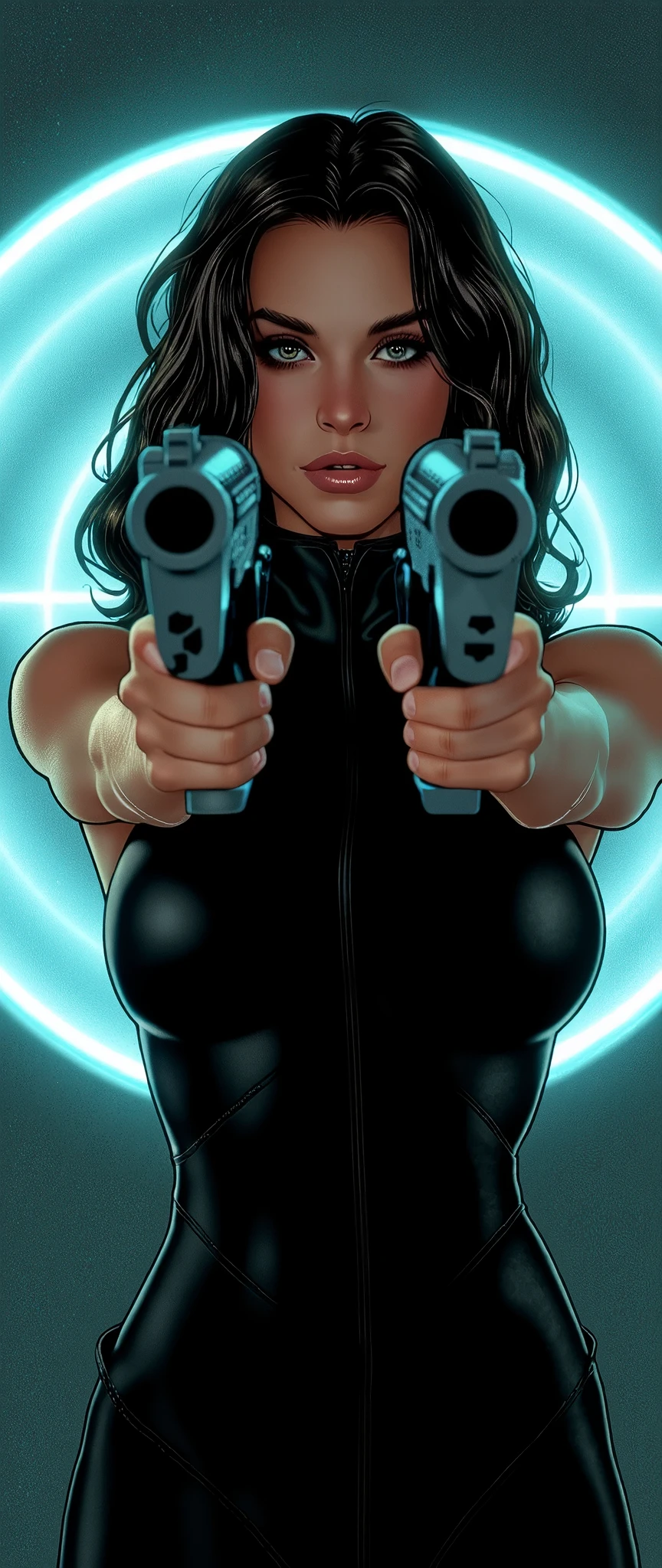 a close-up of a Disney-style picture of a woman naked with (big breasts), (and beautiful nipples), holding a gun, a pulp character portrait, a female spy, detailed pixel artwork, portrait Disney art drawing, #Disneyart:3, retro Nintendo bitmap pixel art, high-quality pixel art