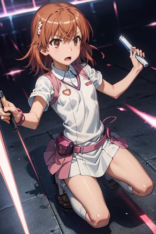 Misaka Mikoto's Anime View, One girl, Girl, cute, alone, Chestnut Hair, hairpin,Brown eyes, Are standing, View your viewers,smile,,Anime Style, Student uniform++ mini skirt