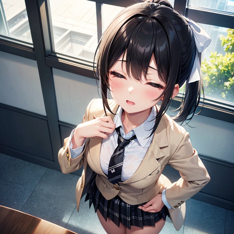 ( very detailed depiction, clear depiction, masterpiece, high resolution, high degree of perfection, Don't skimp on the details, perfect anatomy), 1 girl, cute face, detailed face, slender body, beautiful legs, semi-long hair,( brown eyes, sparkling eyes),( Tears, grit your teeth:1.3), beautiful nose, ( high school girl uniform), spread regs, outdoors, ( insult situation, rape,nsfw ),