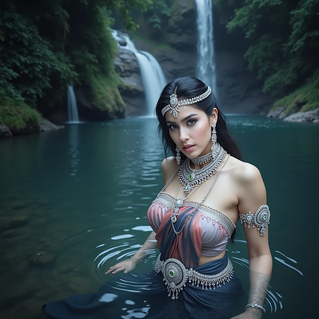 Stunning Princess Jasmine fully naked(1.8), photo in 8k, in action, cinematic, silicone breasts, no clothings, fantasy style