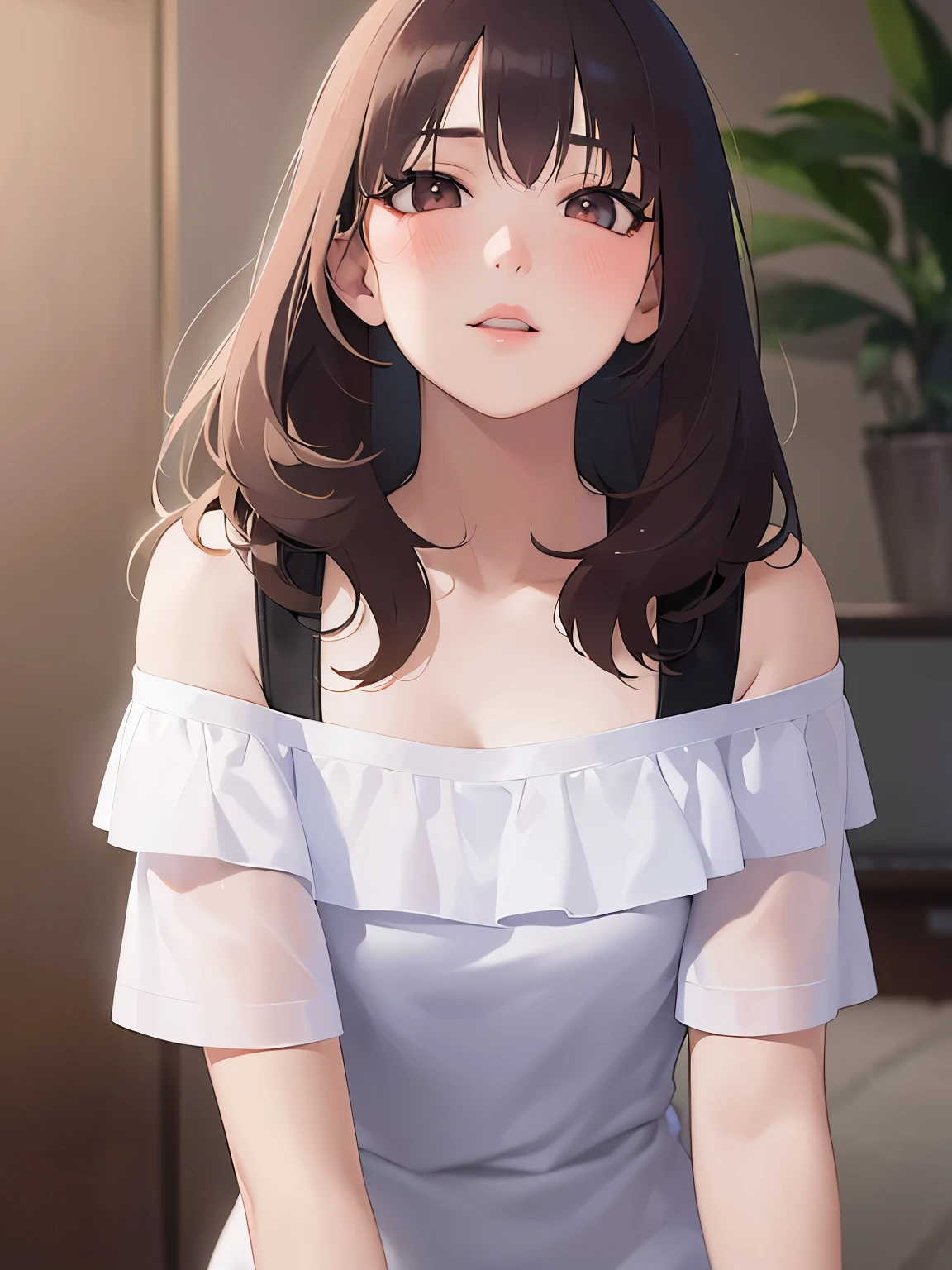 (8k, RAW photo, best quality, masterpiece:1.2), (realistic, photo-realistic:1.4), (extremely detailed 8k wallpaper),
professional lighting, Warm Tone Lighting,
sharp focus, depth of field, blur background, bokeh,
full body,
Japanese high school girl, slender, thin,
Waving hand,
Mountain,
Morning,
Shiny hair, wave hair, brown hair,
polo shirt, mini skirt, shoulder out,
fancy earrings, necklace, watch,
Joyful,