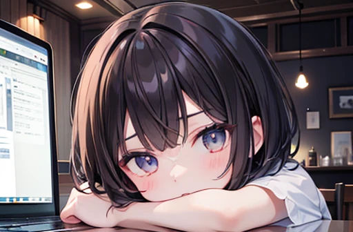 （Cute older sister:1.3）、((Very detailed))、night、Bedroom、On the bed、、Going to bed、Shining night sky、((1 person)),,naked、Long black hair、Large Breasts、naked、Nipples