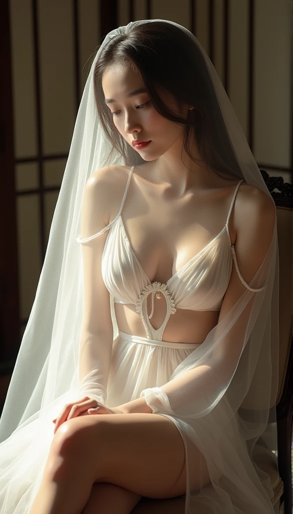 a sexy runaway bride all in white with white lingerie, sexy, naughty, UHD, HDR 32K --auto --s2