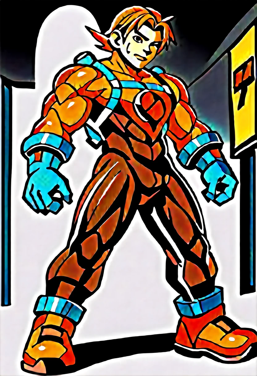 (masterpiece, Highest quality:1.2), smile, View your viewers, (((Huge muscles、Huge erect penis))),A tight suit with white lines,Mark Etans,((Young boy,Little)),Crying face,A lot of drool, sweat, and ,Looking into the distance,Shaking violently,Anal sex upturned teeth clenching harness,Imminent sexual activity