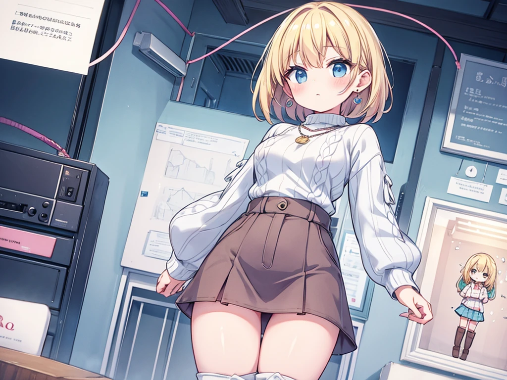 masterpiece, absurdres, best quality, ultra detailed, high Resolution, detailed illustration, bright colour, (extremely beautiful detailed face and eyes, Delicate beautiful face, 1 girl, cute face:1.3), (magenta eyes:1.1), sparkling eyes, big eyes, medium breasts, (perky breasts:1.1), (pointy breasts:1.1), medium hips, glamorous body, white skin, BREAK, asymmetry long bob cut, (blonde hair:0.8), messy hair, detailed hair, shiny hair, BREAK (skinny slacks, soft Buttocks:1.5), perfect lighting, (embarrassed:1.5), (???????, vulgarity:1.5), (trembling:0.8), From behind, Standing in honor, 
