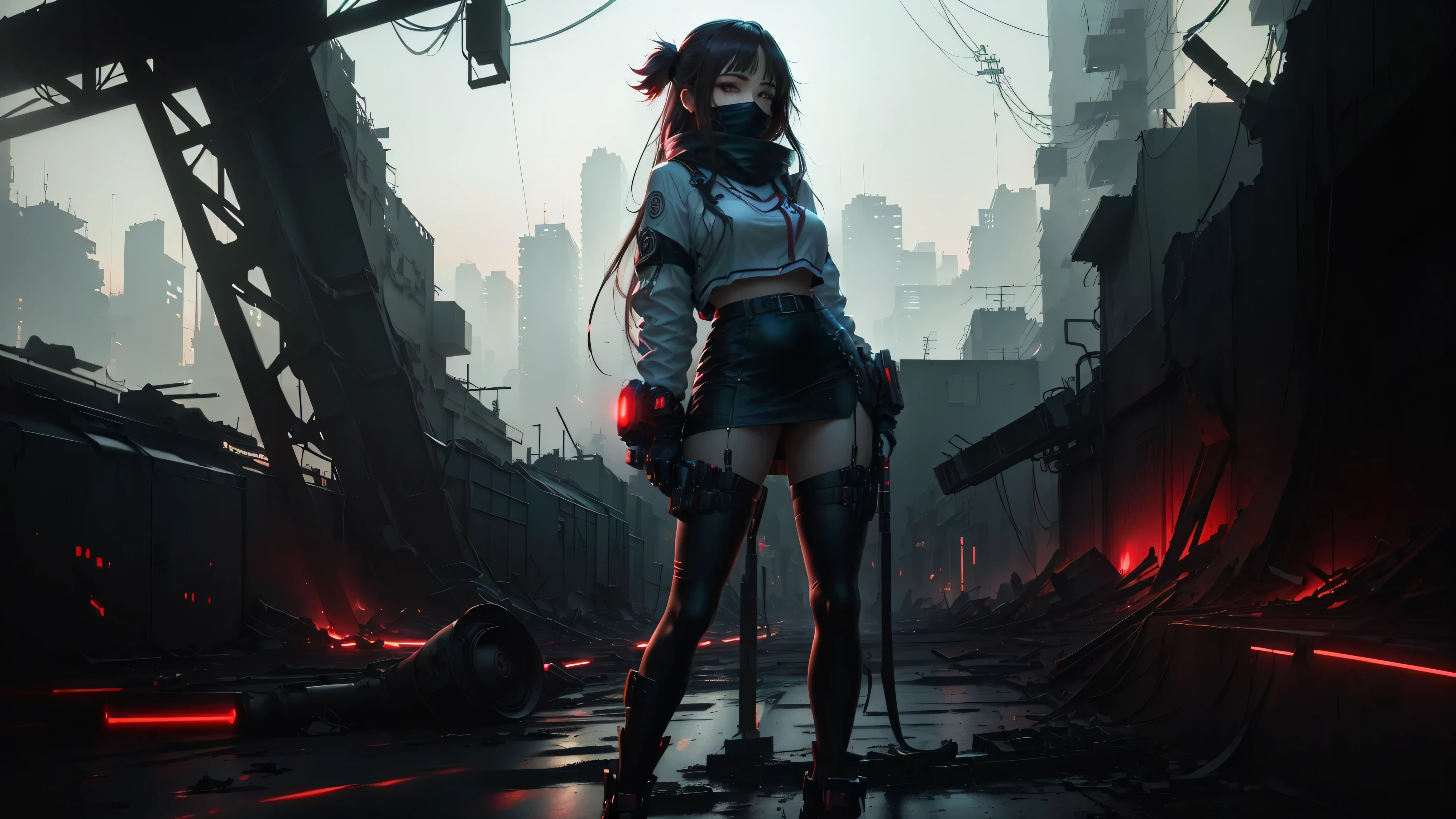 (science fiction:1.2), (dynamic pose:1.2), BREAK,
(1girl:1.2), (cyborg:1.2),(red and black:1.2), (blood:1.2), BREAK,
(outdoors:1.2), (battlefield:1.2), (night:1.4), (explosions:1.0),BREAK,
roblit, <lora:robotbattle:0.8>, techpunkmask, <lora:techpunkmask_v0.5:0.8>, BREAK,
(masterpiece:1.5) , (beautiful and aesthetic:1.4),