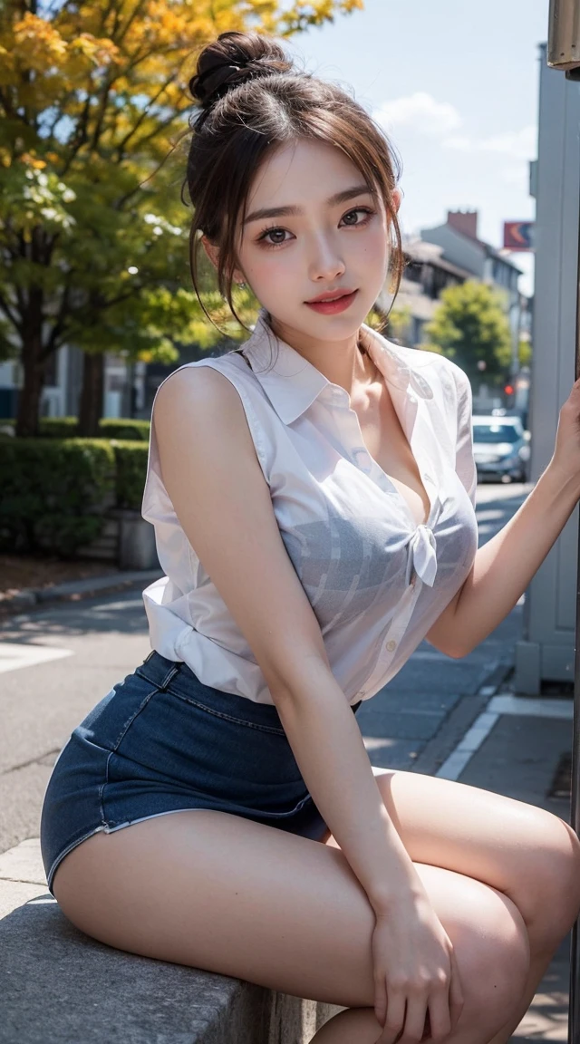 ((masterpiece)), ((best quality)), (ultra-detailed), ((extremely detailed)), 4K, (8K), best quality, (beautiful)3, realistic, real, full body focus, school, a cute girl, Alley, (slouch), heavy rain, Getting wet in the rain, Clothes that are transparent in the rain, Hair getting wet in the rain, skin wet from the rain, (sailor suit), ((beautiful eyes)), flat breast, tiny breast, wearing underpants, slim, slender, ashamed, (nsfw),The skirt is flipped up to reveal white panties.,(Breasts visible from the collar of the shirt), shirt lift