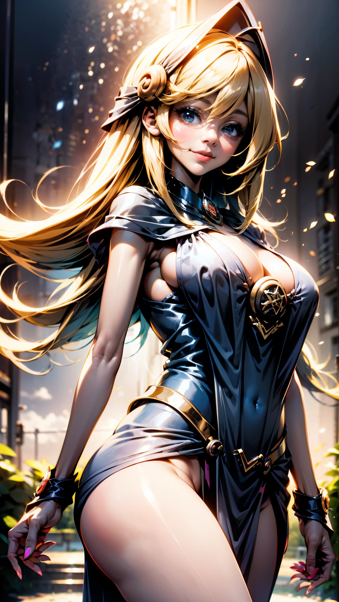 Dark magician girl NSFW, glass cover, upper body, side shot, alternate color, masterpiece, detailed illustration, lifelike, Pixiv top quality, exquisite, {{{Cute 1dark magician girl}}}, super beauty merging with the machine, elaborate shabby chic pattern, beautiful and shiny woman, half of my body is made of machine, transparent glass body, the machine inside is transparent, cinematic lighting, dynamic angle, dynamic pose, SHE IS IN A MAGICAL FOREST, shallow depth of field. Magic macaw at the bottom. Magic hearts showing your VOLUPTUOUS body, BIG TITS, BEAUTIFUL, SENSUAL, BLUSHING FROM HEAD TO TOE, SHE WALKS IN THE MEADOW WITH A WATERFALL IN THE BACKGROUND, SHE WALKS CONFIDENT AND SMILING sexy, blonde hair INTERACTING WITH THE MAGIC OF LUCIDITY