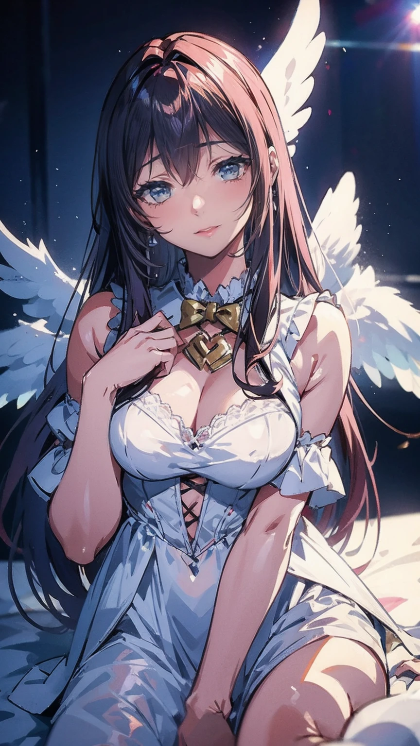 (masterpiece), best quality, expressive eyes, perfect face, blushing, almighty panther queen goddess, hair fringe, heart shaped hair clips, gigantic milky , sensual gothic dress, fluttering, hands between legs, fluffy tails, incredible details, masterpiece, wallpaper art, (glow, god rays, ethereal, dreamy, heavenly, otherworldly, dream-like, breathtaking, captivating, divine),