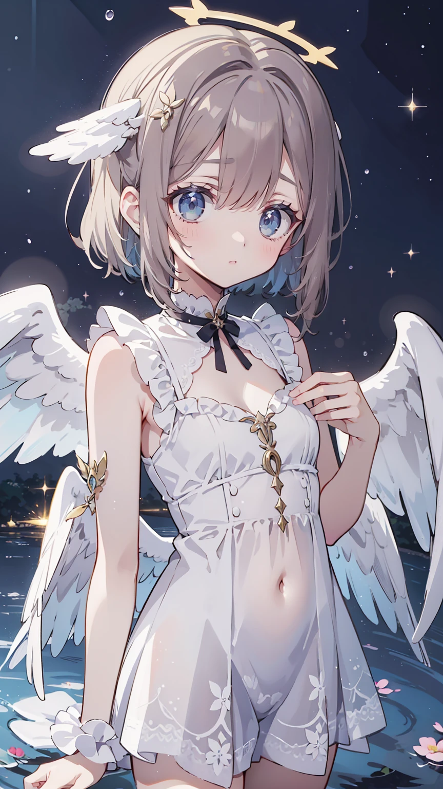 (masterpiece, highest quality:1.3), 1 cute girl, ideal ratio body proportions, blonde short hair, (black frilled mini skirt), puffy shoulders, bare arms, armpit, magic wand, (white cotton panties, 1 strange small animals:1.4), dynamic pose, night city, clothes covered nipples, 