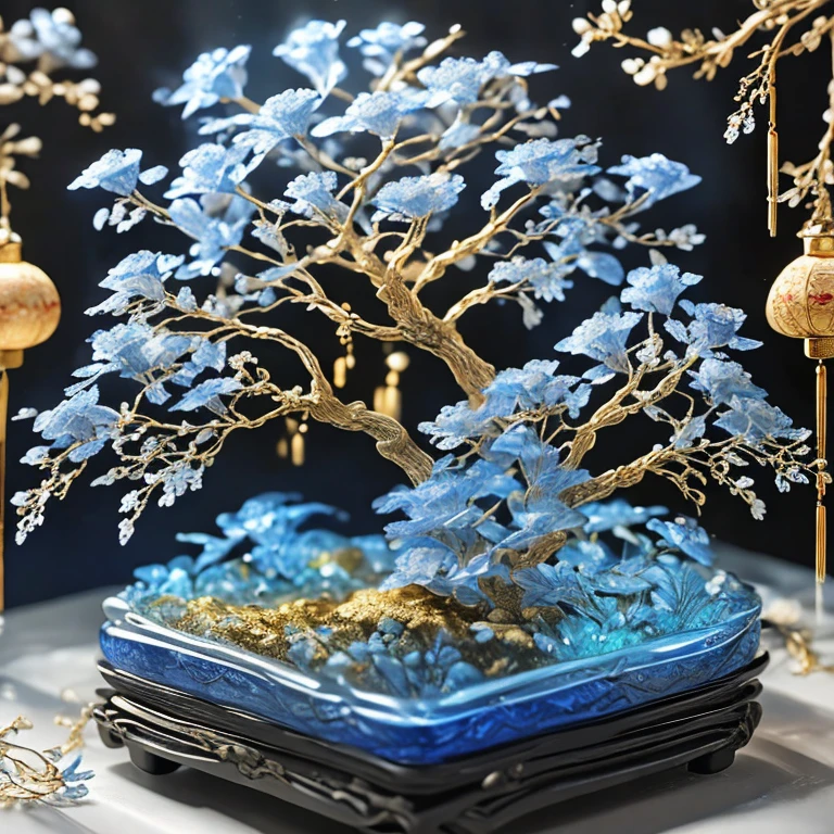 Best quality practical, photoPractical, Very detailed, Rich colors，Blue，粉Red，Red，Blue，Golden，money
((Miniature Landscape)),(Chinese Architecture)，sacred tree，Highly detailed carving on "South Iceland" porcelain,
Ultra wide angle,Accent Lighting,Volumetric Lighting,Backlight, (Detailed lighting),((Extremely delicate and beautiful)),dramatic_shadow,Rays_track,HDR