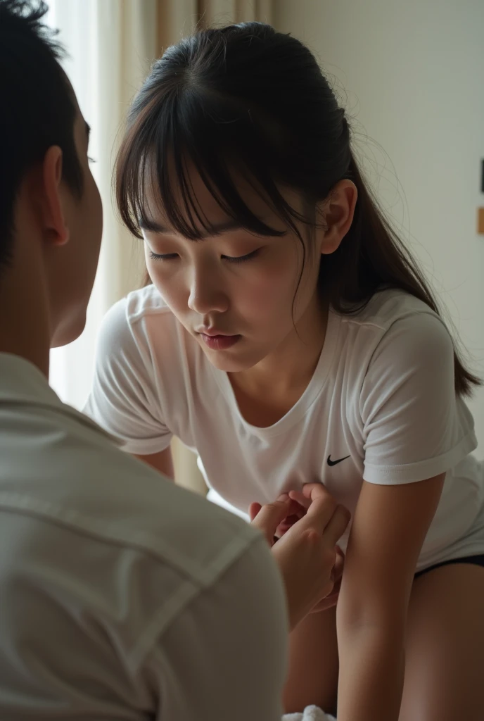 ((highest quality, 8k, masterpiece :1.3)), Beautiful Japanese girl in her early s、Crucified on a cross、Crucifixion、Painful expression