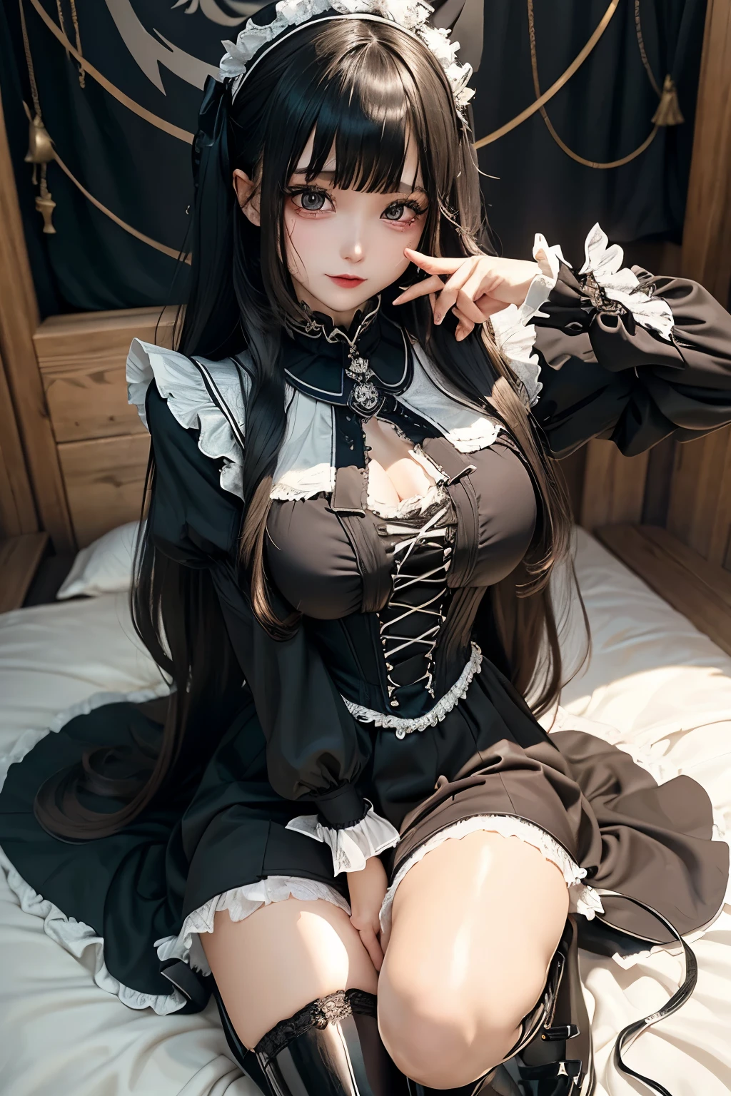 ハードなDark Gothicメイク、Dark black eyeshadow、sad、Good skin radiance、Dark Gothic、Dark smile、palace、The beauty of fragrance、2、facial expressions during masturbation、Extremely fair skin、Expressions of intense sexual pleasure、Embarrassed look、Dark Gothic、Best Quality、Drunk face、Purple maid outfit、Mysterious、noble、A loving smile、Right eye is blue、Left eye is red、Super tempting pose、Platform heel shoes、Heavy makeup、Gothic Clothing、Long Hair Straight Hair、Cute Gothic Dresses、Beautiful Face、Elegant features、Attractive face、Stained Glassの背景、Chest glistening with sweat、The room is dark、goth long dress、Bell Sleeves、Wizard Sleeve、Decadent look、Sexually excited expression、Wet shiny thigh water、Thighs that are wet and shiny with oil、Background of a room full of roses、Sad look、Rose Maiden、The embroidery is pink、The dress has pink embroidery.、Thigh-high socks、Knee-high socks、Gentle expression、Dark black eyeshadow、Stained Glassとバラの背景、The thighs are a little thin、Female Duo、Female couple、Dark Church Background、Stained Glass、Black metal world、Dark Castle、Slender body、gothic long dress、Victorian dress、Small breasts、The bed is covered with roses、Her thighs are shining with sweat、My body is wet and shiny、There is a lot of glitter on the thighs、I am sweating、My thighs are sticky with sweat.、My thighs are glistening with sweat、My whole body is sweaty and shiny、I sweated a lot.、My thighs are sweaty、My wet thighs are glistening with sweat.、There is a lot of sweat shining all over my body、Slender body、Sit on the bed、Beautiful legs、Outstretched legs、Hands on the bed、Super beautiful straight hair、Straight hair to the ends、Straight perm hair、Ass on the bed、Sitting with legs wide apart、Small breasts、Panting expression、facial expressions during masturbation、Extremely fair skin、Playing the synthesizer、Synthesizer shines、A synthesizer instrument is nearby、Working with synthesizers、Playing a keyboard instrument、Slender thighs、Slender body、Playing the keyboard、