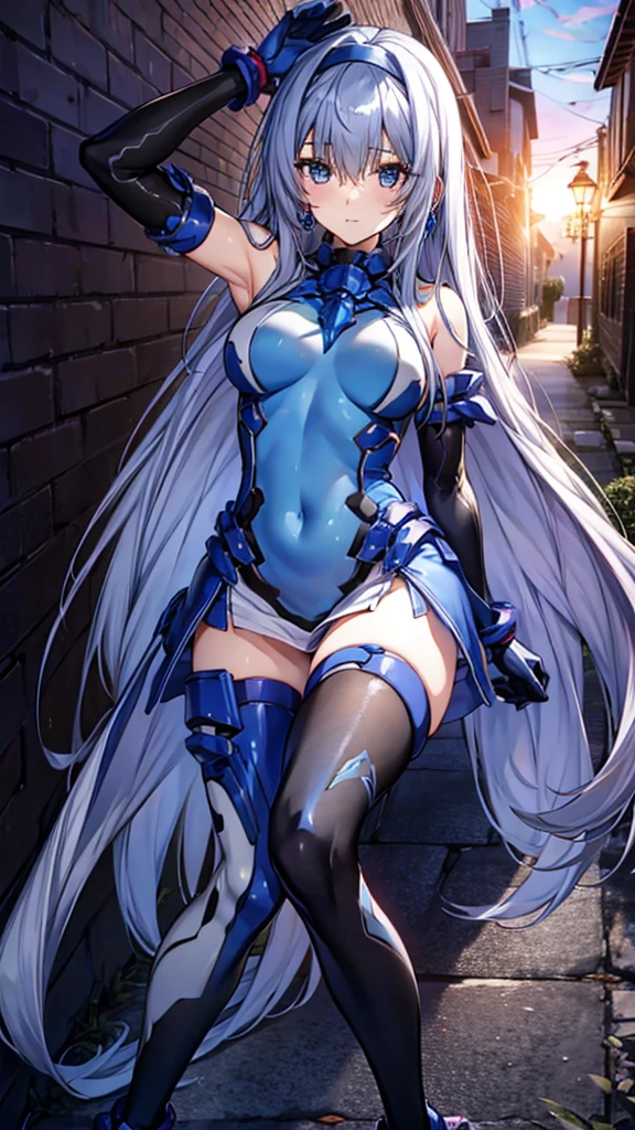 Neck ribbon,Perfect hands, Perfect Fingers,Perfect Anatomy, masterpiece, Highest quality,Anime Style, 16k hdr,One person, Large Breasts,Erect nipples,Blue Hair, Straight Long Hair,Mobile Trace Suit, Shoulder Armor,(Red and blue bodysuit:1.4),Sexy pose, Upper Body, cockpit,From below,Spread your legs,(Emotionless:1.4,Hollow Eyes:1.2),