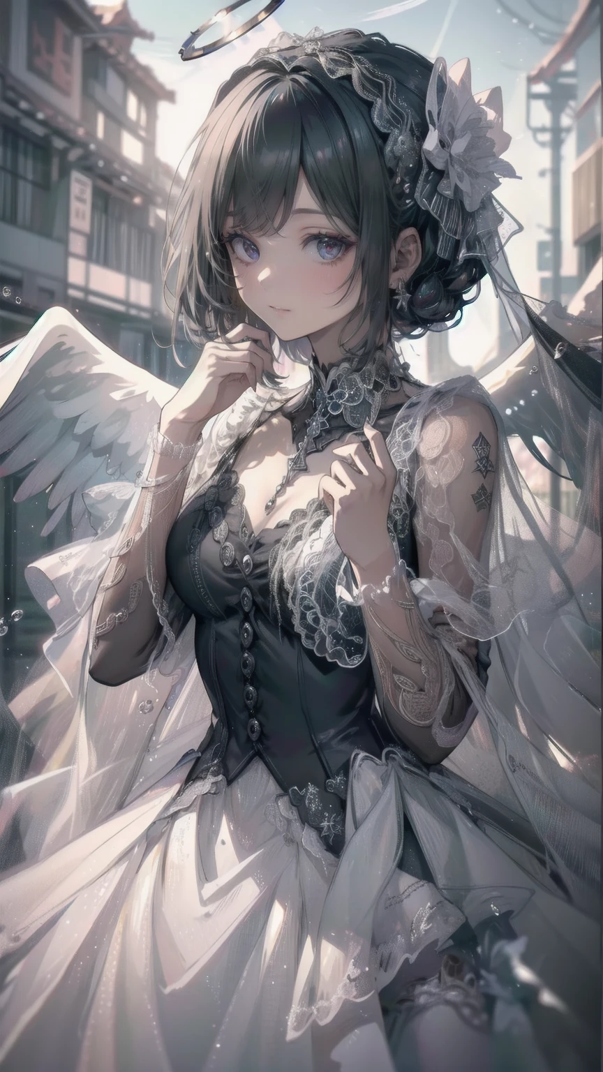 And the white drops fall from the sky、Angel Wings、Angel Halo、Mysterious
