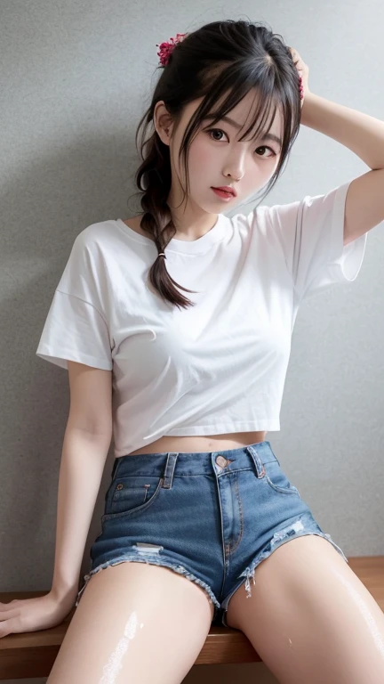 Best Quality, masterpiece, Ultra-high resolution, Original photo, (Genuine:1.4), 1 girl, Detailed face, Cowboy Shooting, exist (Blue collar、White tight shirt, Tight, high-cut blue sports shorts,White and transparent),exist学校厕所里，躺exist充满水的浴缸里，躺exist充满水的浴缸里，Spread your legs，Spread your legs，Violent behavior，Violent behavior，Large Breasts, Protruding, Protruding,Protruding,Open clothes,,All my clothes are wet, All my clothes are wet, Wet clothes sticking to my body, Wet clothes sticking to my body, (Yao Liu:1.2), Please tie your hair up，Please tie your hair up, No braids，No braids，Don&#39;Braiding hair，Don&#39;Braiding hair，Bokeh, beautiful lightexistg, model posexistg, Perfect body，Beautiful Face，beautiful girl，When you lift it up you can see your underwear，Spread your legs，Sticky liquid running down the inside of the leg，The front of my pants is wet，Transparent underwear，The small seam at the bottom is recessed，Water is leaking from the cracks，Wet underwear，Above the waist，Exposure,Sex education with legs spread and cervix exposed,Leg spread,She opens her pussy and shows it off