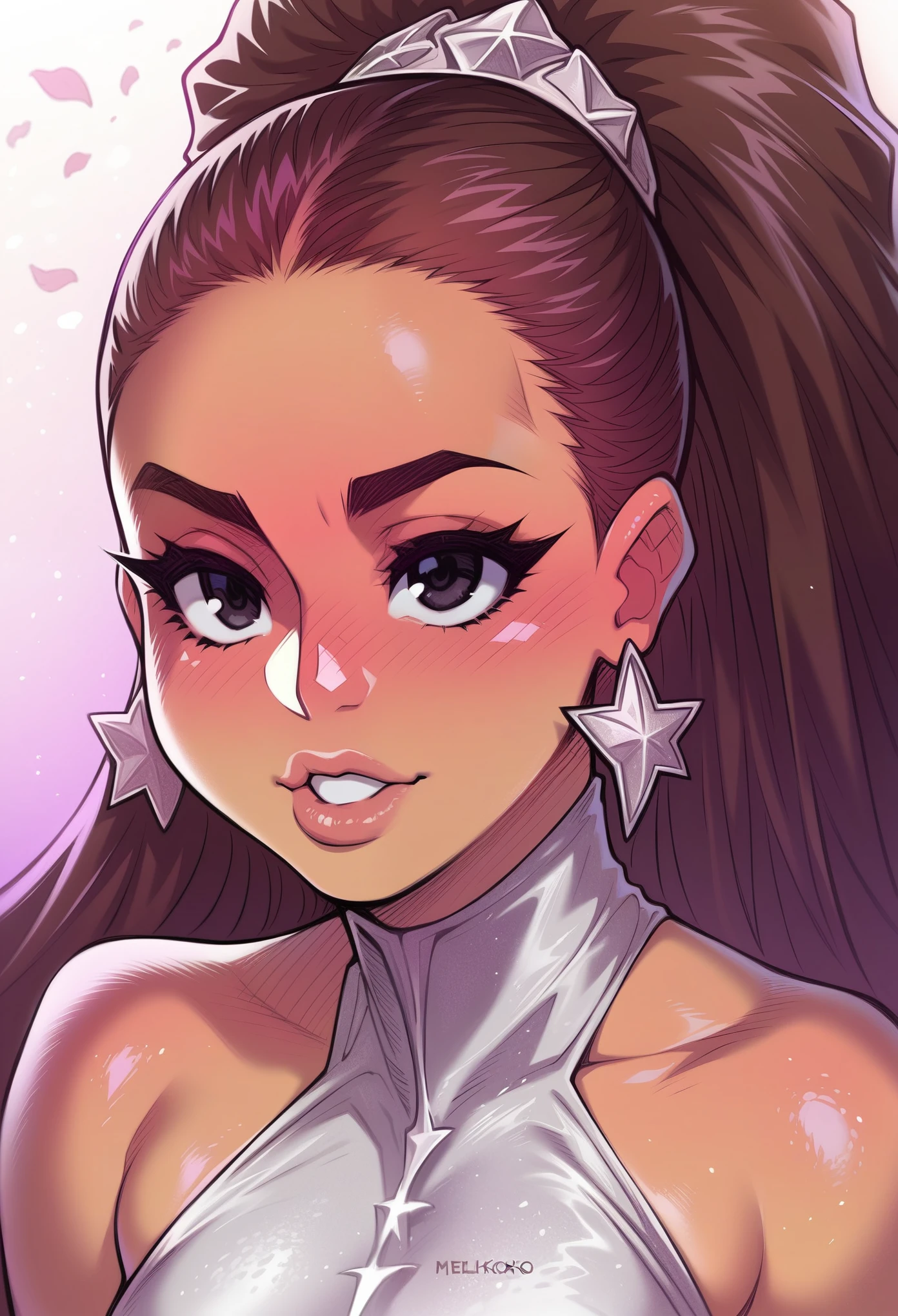 (audra miller:0.9), ([charli xcx|samantha sin|abella danger]:0.9), cartoon, vector art, beautiful young woman, 
beauxbatons' brilliant blouse looking french magic delicate,
symmetrical face, large breasts, fit,
create a stunning artwork that becomes the world's best portrayal of this character, splendid 8K masterpiece,
edgbodytape
best quality, masterpiece, detailed,   <lora:edgBodytape_MINI:0.8>