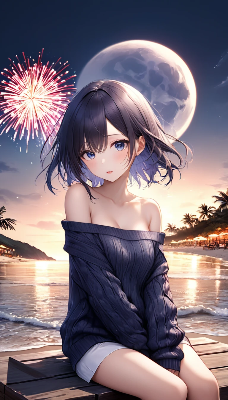 Anime cat-eared girl in bikini with cat ears, shoulder looking, anime drawing by Yang J, pixiv contest winner, serial art, digital anime illustration, kawashi, anime style illustration, anime style 4K, beautiful anime portrait, anime style portrait, anime style artwork, Guweiz style artwork, Anime Illustration, Digital Anime Art, Detailed Digital Anime Art, Beautiful Starry Sky, Fireworks