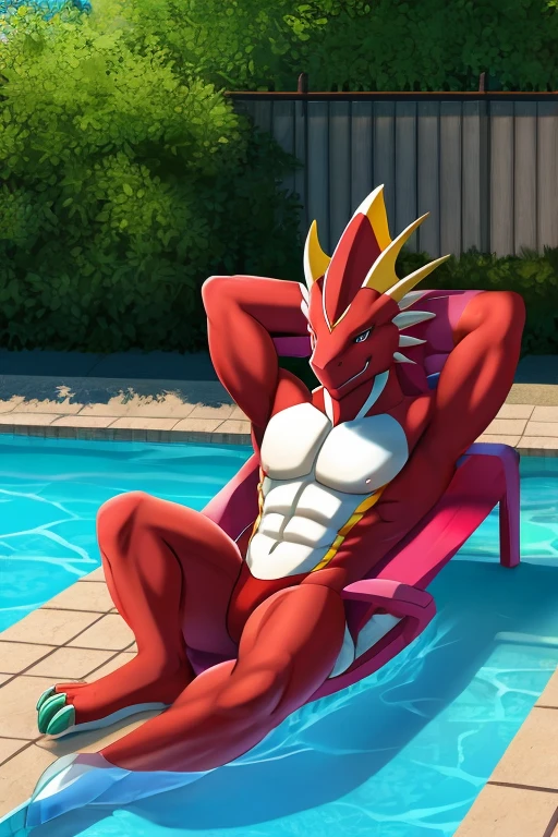 Druddigon relaxing by the pool